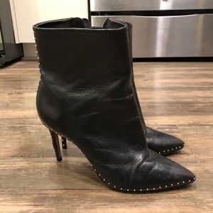 Black Leather Studded Booties